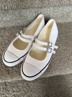 Converse Women’s White Double-Strap Canvas Mary Jane Sneakers